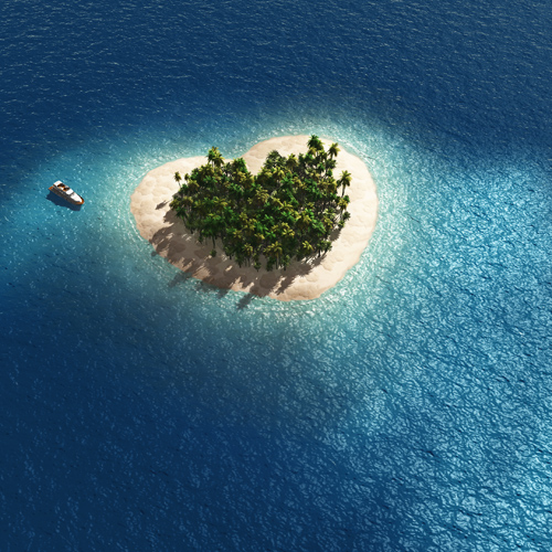 aerial view of heart shape tropical island - Photobank